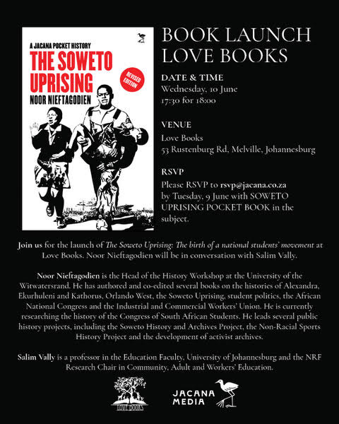 Book Launch: The Soweto Uprising — A Pocket History by Noor Nieftagodien